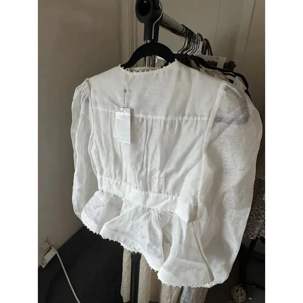 Zimmernann DAWNING V-NECK BEADED BLOUSE AU1/US6/UK10/FR38/ IT 42